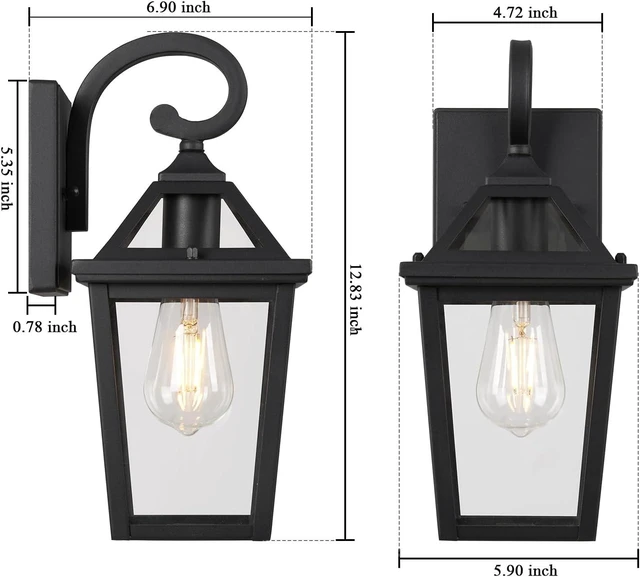 Alt view image 4 of 7 - Colonial Outdoor Light Fixture, Exterior Light Sconces with Clear Glass for Front Porch, Waterproof Outdoor Wall Lantern in Black Finish for Home, 2PACK
