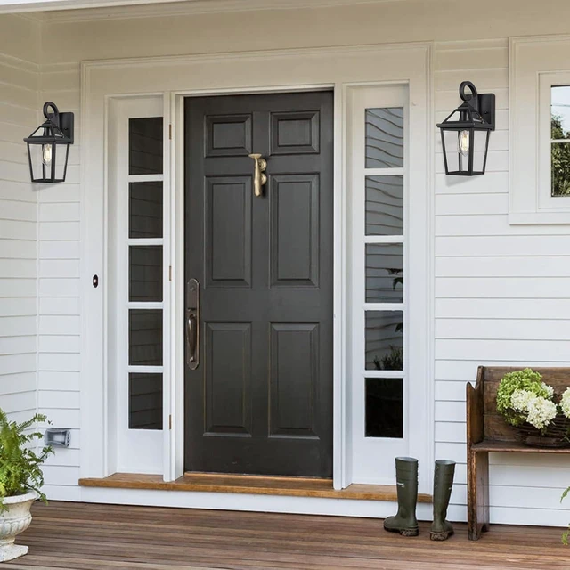Alt view image 6 of 7 - Colonial Outdoor Light Fixture, Exterior Light Sconces with Clear Glass for Front Porch, Waterproof Outdoor Wall Lantern in Black Finish for Home, 2PACK