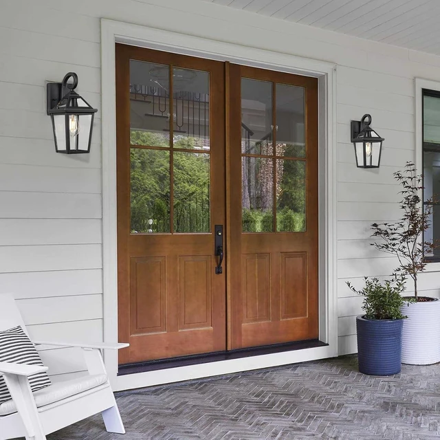 Alt view image 7 of 7 - Colonial Outdoor Light Fixture, Exterior Light Sconces with Clear Glass for Front Porch, Waterproof Outdoor Wall Lantern in Black Finish for Home, 2PACK