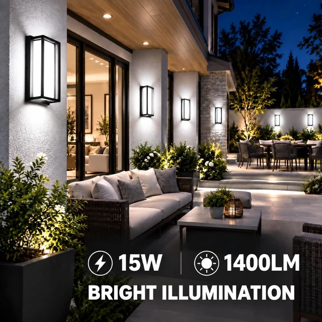 Alt view image 4 of 7 - iYogaled 5CCT Outdoor Wall Sconce, 15W Dimmable Exterior Lighting fixtures