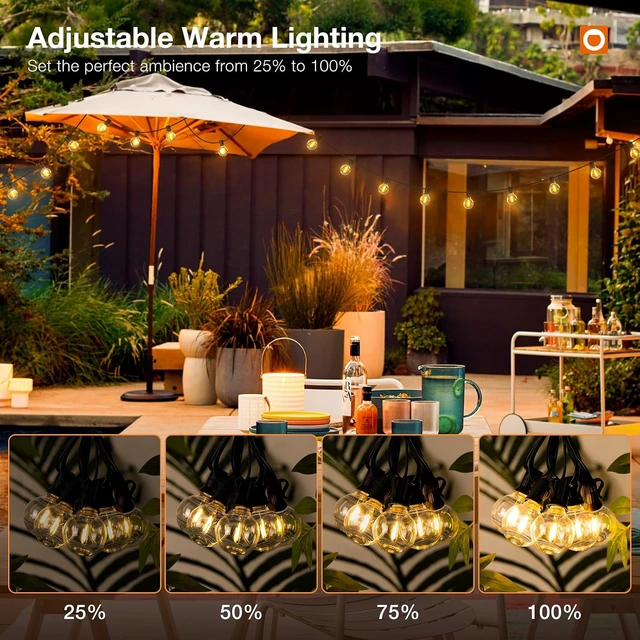 Alt view image 7 of 7 - addlon 200FT Outdoor String Lights G40 LED Remote Dimmable Waterproof