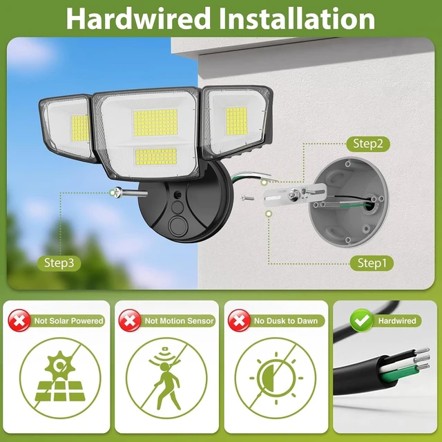 Alt view image 2 of 7 - Abovizo 90W LED Flood Lights Outdoor, 10,000LM Security Lights with 4 Adjustable Heads, 6500K Daylight, IP65 Waterproof Exterior Wall Mount Light for Garage, Yard, Porch, Switch Controlled