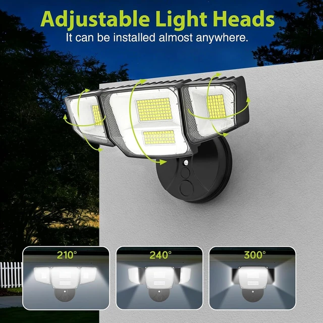 Alt view image 7 of 7 - Abovizo 90W LED Flood Lights Outdoor, 10,000LM Security Lights with 4 Adjustable Heads, 6500K Daylight, IP65 Waterproof Exterior Wall Mount Light for Garage, Yard, Porch, Switch Controlled