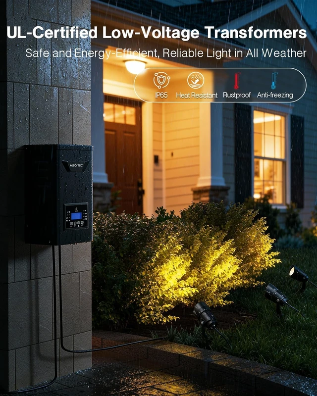 Alt view image 5 of 7 - HIBOITEC 12W Landscape Lighting Kit with 200W Low Voltage Transformer, Dusk to Dawn & Timer, 2900K Wired Waterproof LED Outdoor Spotlights for Yard Garden Tree House, Wire Sold Separately, 12 Packs