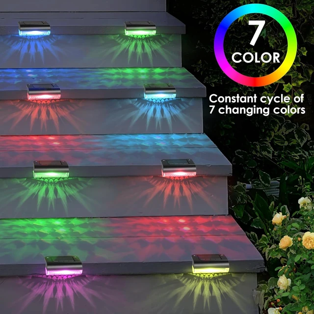 Alt view image 2 of 7 - Mancra Solar Step Lights Outdoor, Solar Deck Lights Waterproof Outdoor Lighting for Patio Fence Stairs Post Railing Yard and Garden (Color Changing, 16 Pack)