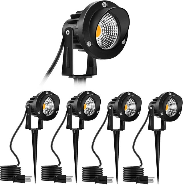 Main image of Romwish 12W LED Landscape Spotlights, 120V Plug-in Outdoor Lighting, 4 Pack