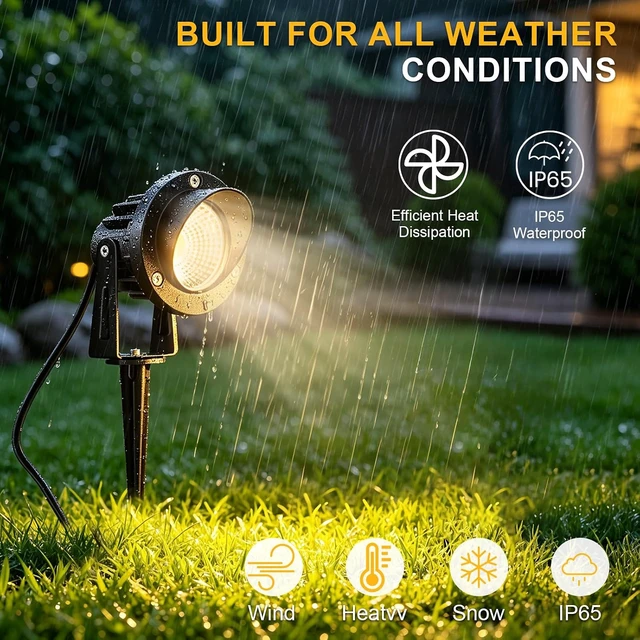 Alt view image 6 of 7 - Romwish 12W LED Landscape Spotlights, 120V Plug-in Outdoor Lighting, 4 Pack