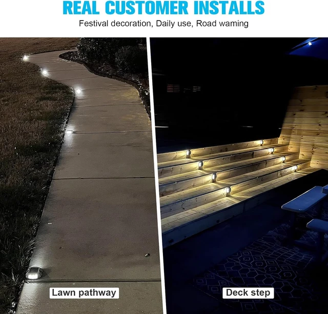 Alt view image 7 of 7 - VOLISUN Solar Deck Driveway Dock Lights,Solar Pathway Lights,Blue 8 Pack