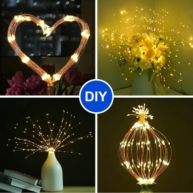 Alt view image 6 of 7 - Solar Christmas Firework Lights Outdoor, 5 Pack 1000LED Solar Starburst Lights with Remote, 8 Modes Dimmable Waterproof Hanging Fairy Lights for Garden, Patio, Holiday Christmas Decor (Warm White)