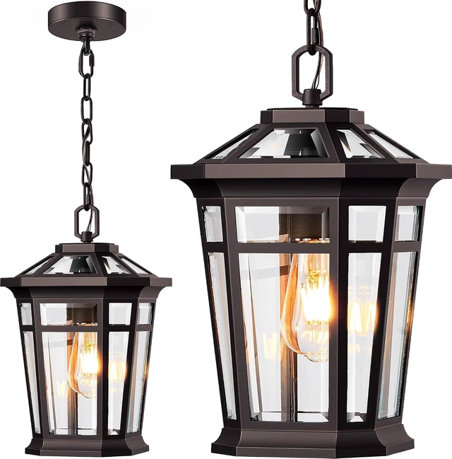 Main image of VIANIS Large Outdoor Pendant Light, Oil Rubbed Bronze Outside Hanging Light