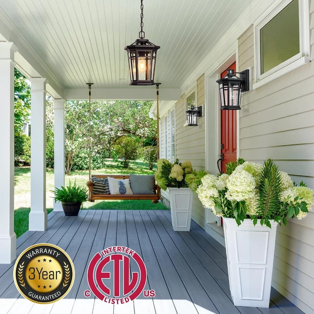 Alt view image 2 of 7 - VIANIS Large Outdoor Pendant Light, Oil Rubbed Bronze Outside Hanging Light