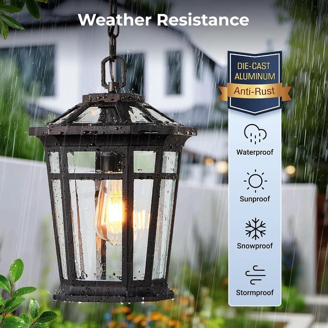 Alt view image 3 of 7 - VIANIS Large Outdoor Pendant Light, Oil Rubbed Bronze Outside Hanging Light