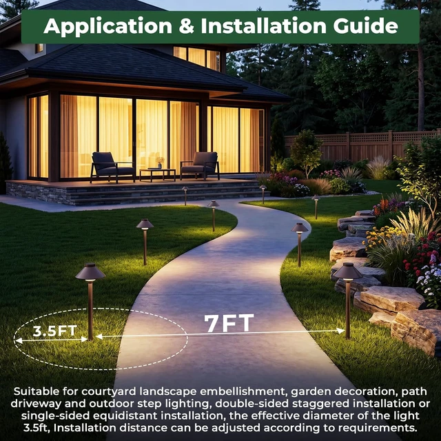 Alt view image 6 of 7 - Gardencoin Low Voltage Landscape Pathway Lighting 6-Pack, Outdoor Wired Aluminum Path Lights with G4 4W 2700K Bulb Replaceable,12V Waterproof Walkway Lights with Connectors, Oil Rubbed Bronze