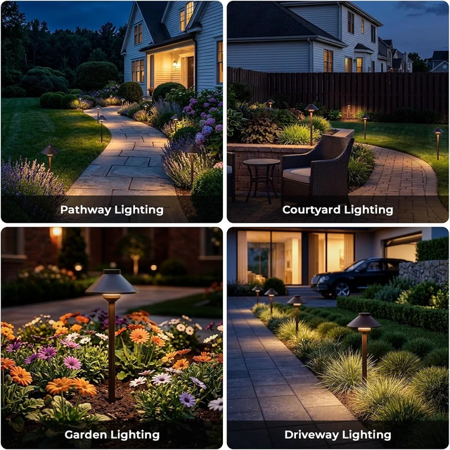 Alt view image 7 of 7 - Gardencoin Low Voltage Landscape Pathway Lighting 6-Pack, Outdoor Wired Aluminum Path Lights with G4 4W 2700K Bulb Replaceable,12V Waterproof Walkway Lights with Connectors, Oil Rubbed Bronze