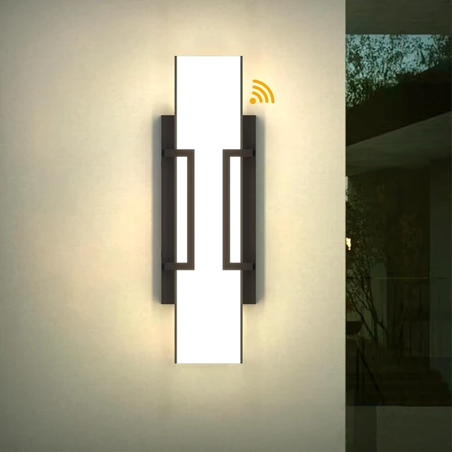 Alt view image 2 of 7 - Hyunbae Modern Dusk to Dawn Outdoor Wall Lights, 16" Black LED Porch Light