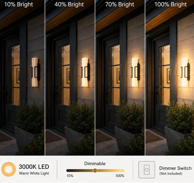 Alt view image 6 of 7 - Hyunbae Modern Dusk to Dawn Outdoor Wall Lights, 16" Black LED Porch Light