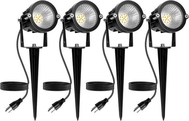 Main image of REEGOLD Outdoor Spotlight Warm White 2700K, 10W LED Spot Lights Outdoor for Yard Garden Tree, 120V Plug in Landscape Lighting with IP65 Waterproof for Halloween Christmas Decor, 4 Pack