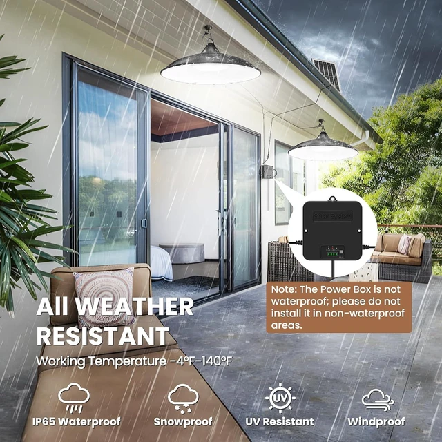 Alt view image 6 of 7 - Solar Shed Light Indoor Outdoor with Pull String Dual Lamp 2000LM 6500K