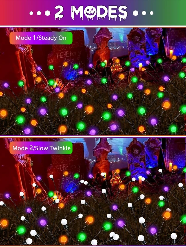 Alt view image 4 of 7 - Halloween Solar Lights Outdoor, 6 Pack Firefly Lights Halloween Decorations