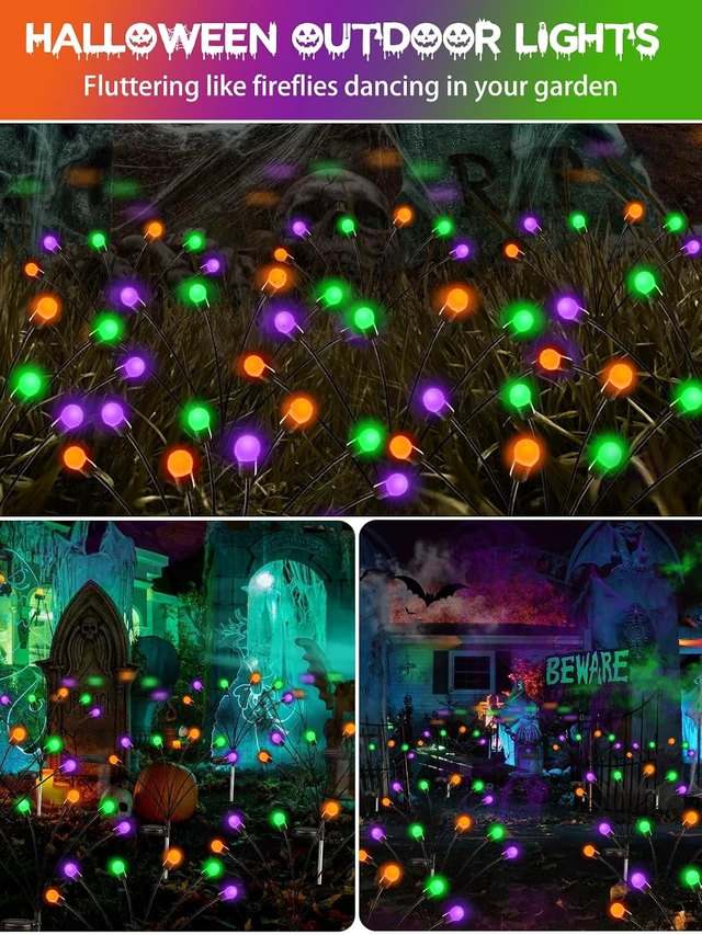 Alt view image 5 of 7 - Halloween Solar Lights Outdoor, 6 Pack Firefly Lights Halloween Decorations