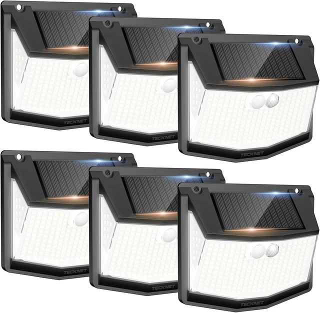 Main image of TECKNET 248 LED Outdoor Solar Lights & Motion Sensor, Solar Lights 6 Pack