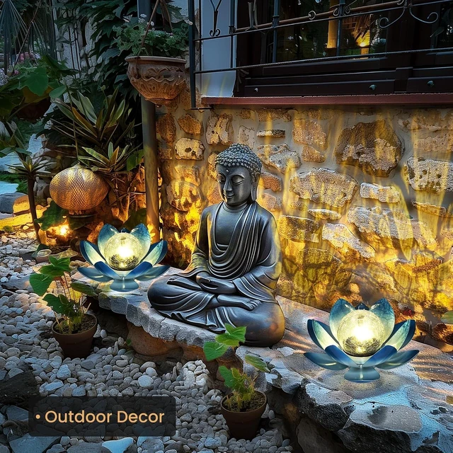 Alt view image 5 of 7 - GIGALUMI Solar Light Outdoor Garden Decor, Lotus Flower Light Waterproof