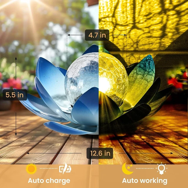 Alt view image 6 of 7 - GIGALUMI Solar Light Outdoor Garden Decor, Lotus Flower Light Waterproof