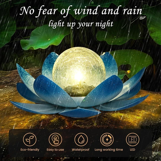 Alt view image 7 of 7 - GIGALUMI Solar Light Outdoor Garden Decor, Lotus Flower Light Waterproof