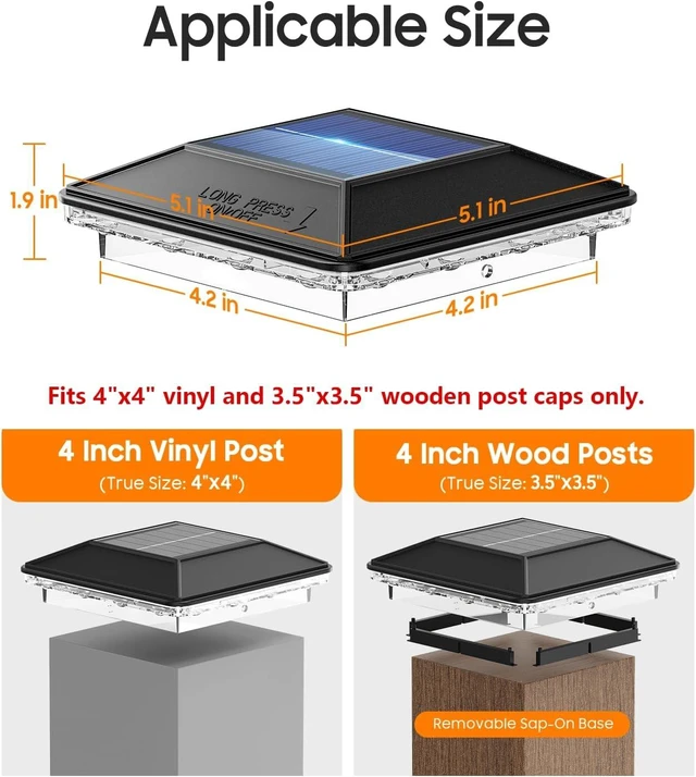 Alt view image 2 of 7 - 4x4 Solar Post Cap Lights 12 Pack, 3 Modes Fence Post Solar Lights