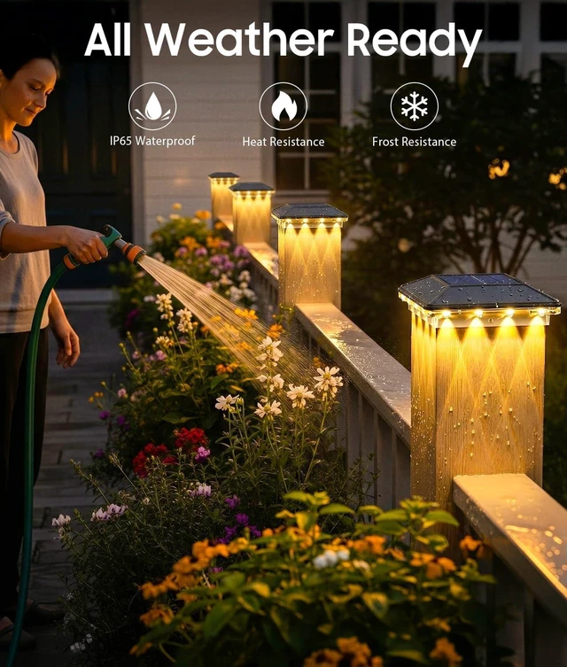 Alt view image 7 of 7 - 4x4 Solar Post Cap Lights 12 Pack, 3 Modes Fence Post Solar Lights