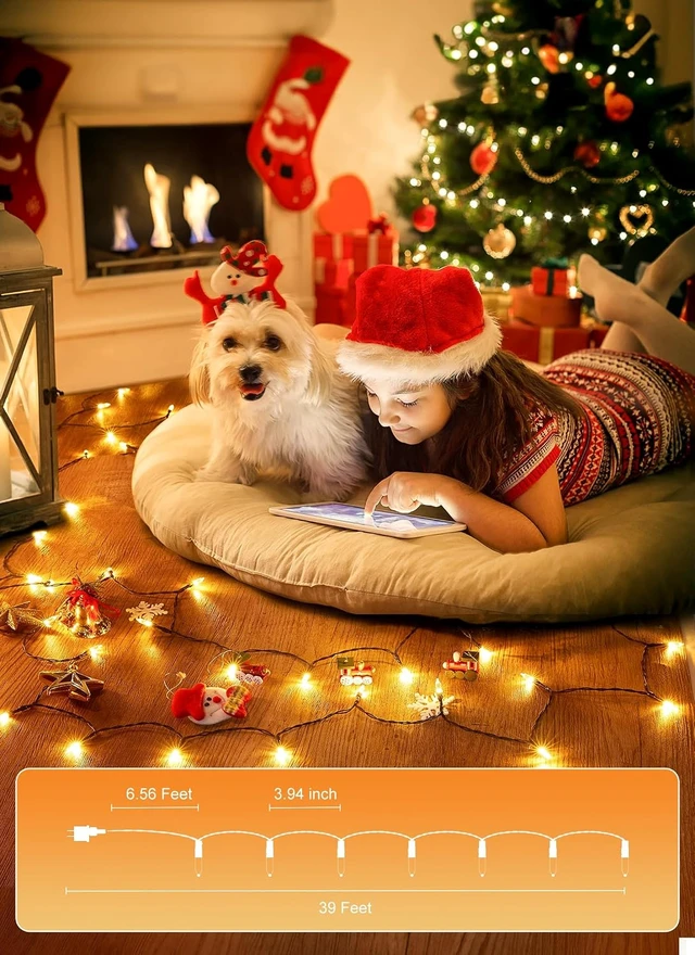 Alt view image 4 of 7 - Brightown 200 LED Christmas Mini Lights, 75FT String Lights Indoor with 8 Light Modes, Connectable Fairy Lights Plug in for Outdoor Xmas Trees Garland Wreath Holiday Decorations, Warm White