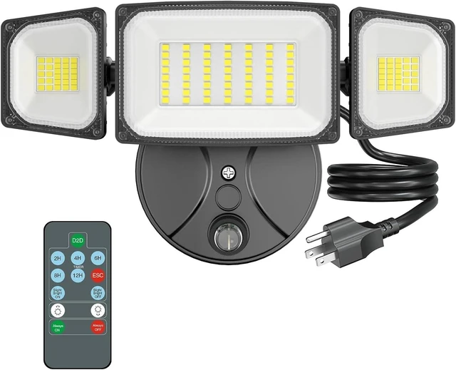 Main image of Onforu 80W Dusk to Dawn Outdoor Lighting,Plug in LED Flood Lights,Black Outdoor Lights with Remote,8000LM Security Light,IP66 Waterproof Lighting,2Modes 3 Adjustable Heads Light for Garage Yard