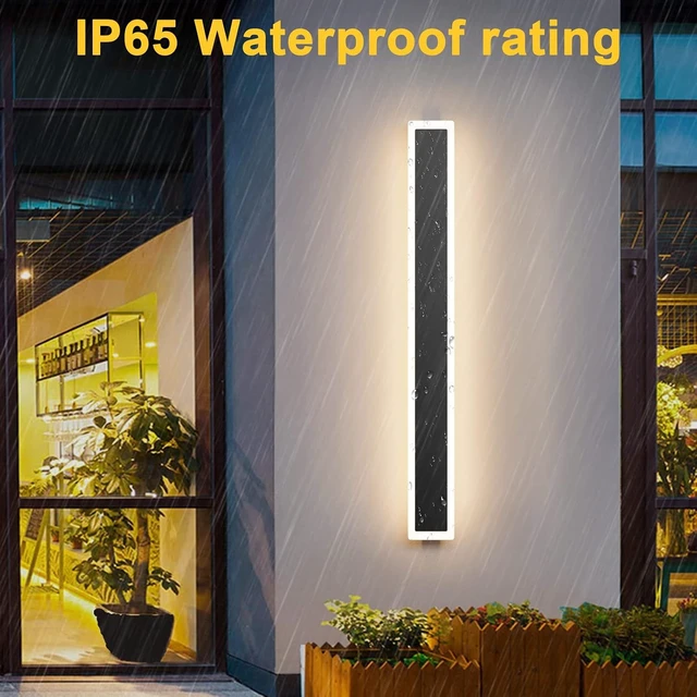 Alt view image 4 of 7 - Aipsun 2 Pack Outdoor Wall Lights, Black LED Exterior Light Fixtures Wall Mount, Modern Porch Lights Wall Sconce, Long LED Linear Wall Lamp Outside Lighting for Garage, Front Door 3000K