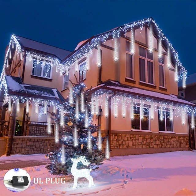 Alt view image 6 of 6 - Weepong Meteor Shower Lights, Christmas Decorations Outdoor 32 Tubes White