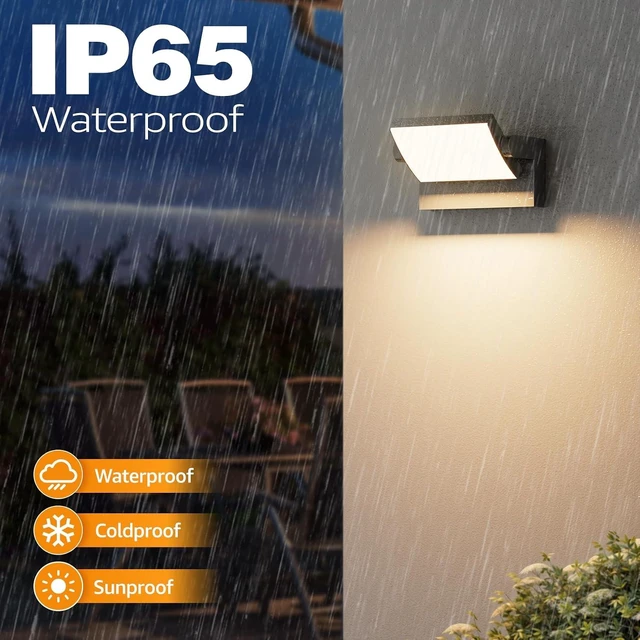 Alt view image 3 of 7 - 40W Modern LED Outdoor Wall Sconce, Black 3000K Exterior Porch Light