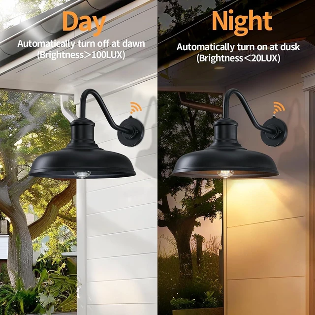 Alt view image 3 of 7 - 13.8'' Diameter Large Dusk to Dawn Outdoor Gooseneck Barn Light, 2 Packs