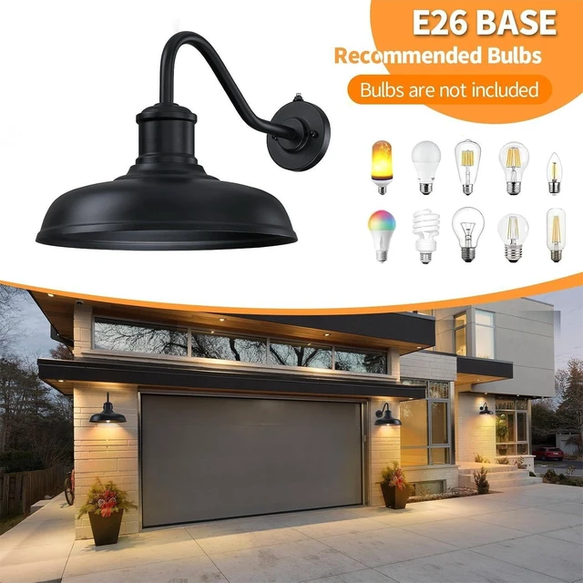 Alt view image 5 of 7 - 13.8'' Diameter Large Dusk to Dawn Outdoor Gooseneck Barn Light, 2 Packs