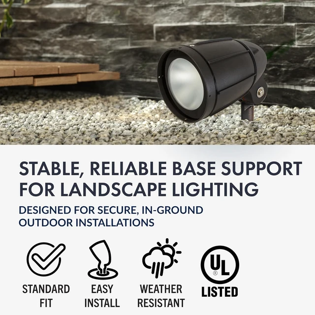 Alt view image 3 of 7 - 17" Outdoor Landscape Lighting Mounting Post Heavy Duty ABS Ground Stake with Stabilizing Wings & 1/2" NPT Threaded Cap for Flood Lights, Spotlights & Outdoor Fixtures, MPOST17