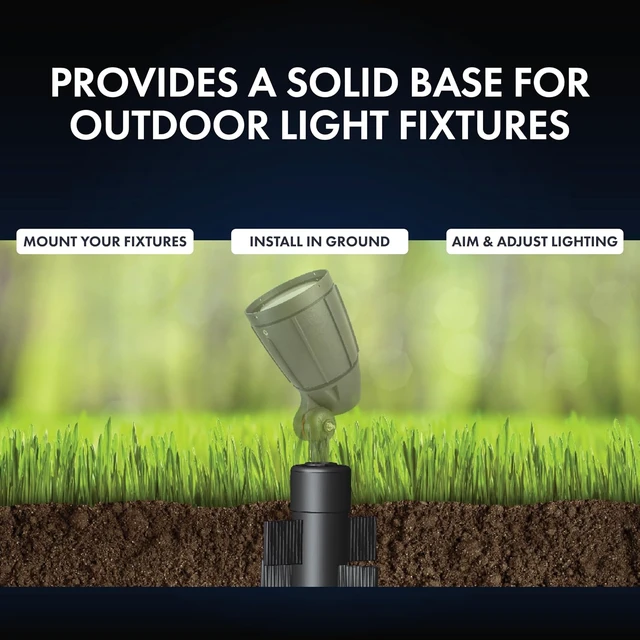 Alt view image 4 of 7 - 17" Outdoor Landscape Lighting Mounting Post Heavy Duty ABS Ground Stake with Stabilizing Wings & 1/2" NPT Threaded Cap for Flood Lights, Spotlights & Outdoor Fixtures, MPOST17