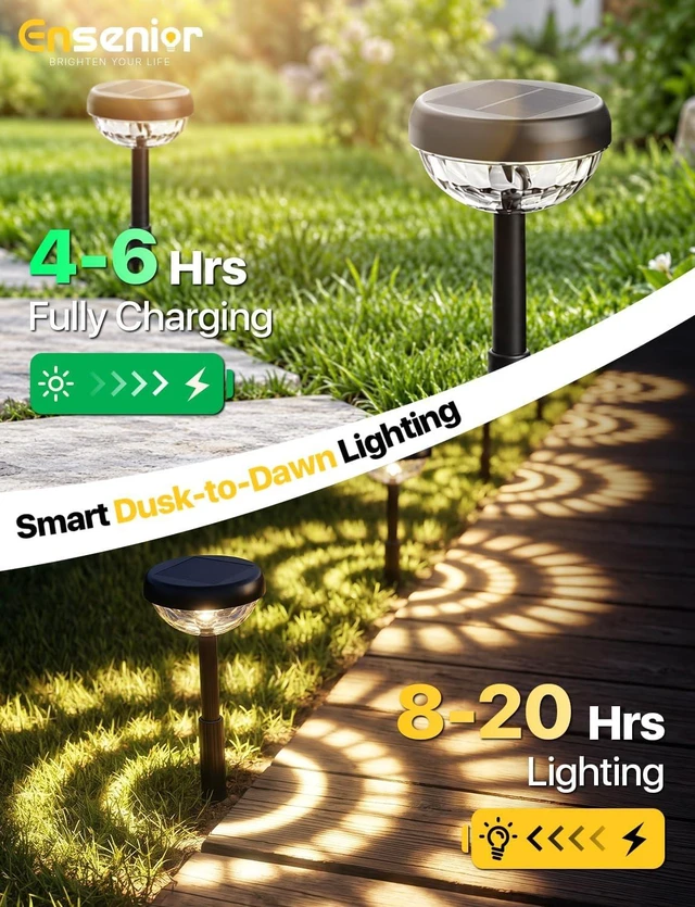 Alt view image 3 of 7 - Ensenior Solar Lights Outdoor, 8 Pack, Warm White, Unique Light Pattern