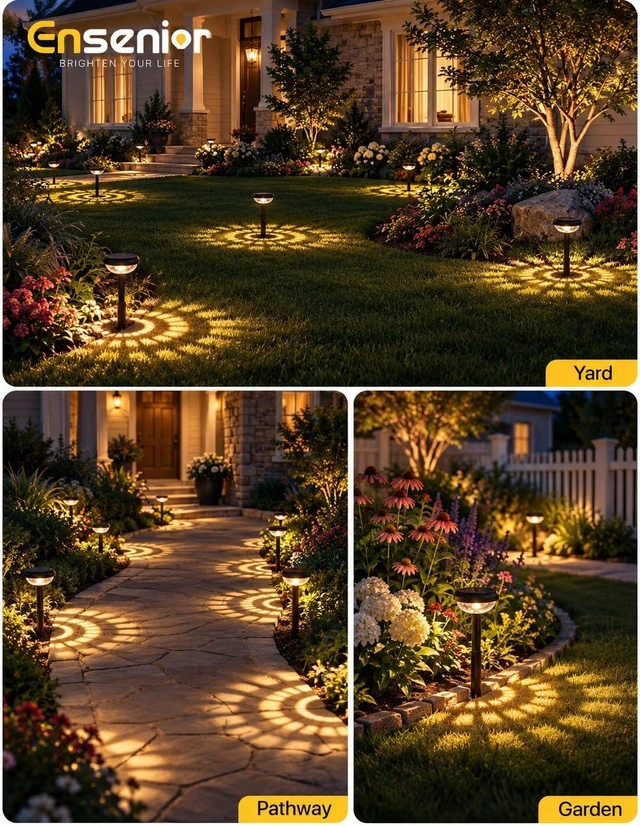 Alt view image 4 of 7 - Ensenior Solar Lights Outdoor, 8 Pack, Warm White, Unique Light Pattern