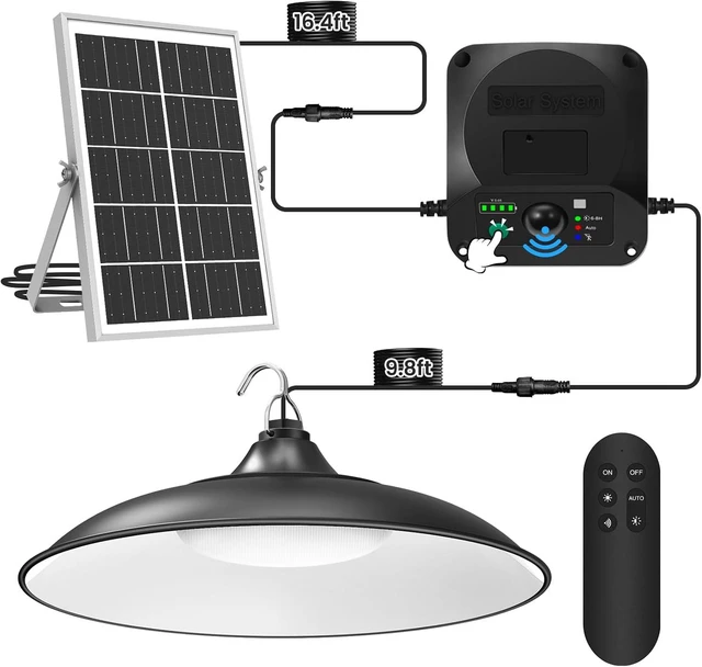 Main image of Solar Shed Lights Indoor Outdoor, 3200LM Motion Sensor Pendant Light Daytime Available with Remote & Button Control, IP65 Waterproof 4 Lighting Modes for Barn Garage Gazebo Chicken Coop Shop - 1 Pack
