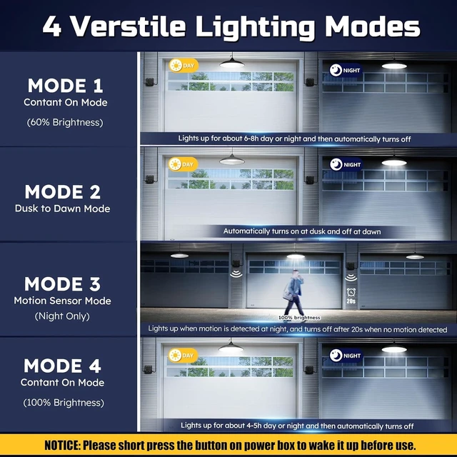 Alt view image 5 of 7 - Solar Shed Lights Indoor Outdoor, 3200LM Motion Sensor Pendant Light Daytime Available with Remote & Button Control, IP65 Waterproof 4 Lighting Modes for Barn Garage Gazebo Chicken Coop Shop - 1 Pack