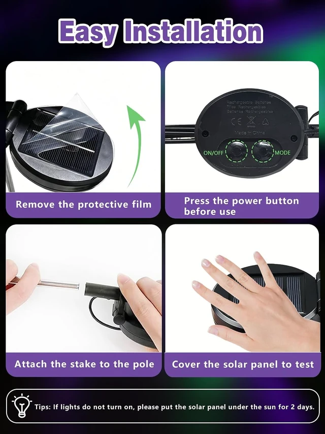Alt view image 7 of 7 - 6 Pack 36 LED Solar Halloween Decorations Eyeball Lights Purple and Green