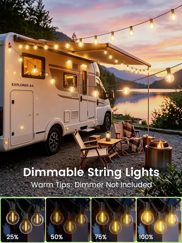 Alt view image 3 of 7 - LACHON Outdoor String Lights Waterproof 200 FT with 100 G40 IP65 Bulbs