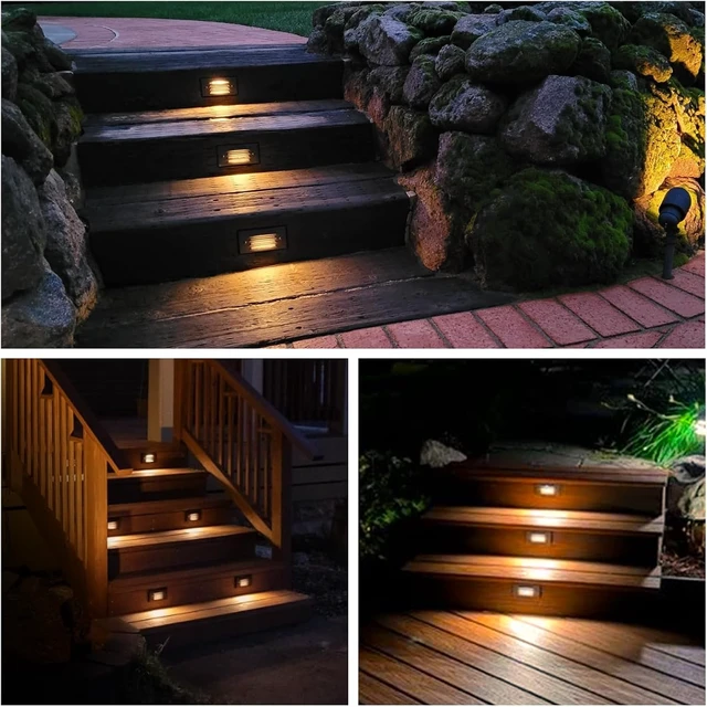 Alt view image 7 of 7 - GKOLED 12V 3W Surface Mount Low Voltage LED Step Light with Horizontal Louver Faceplate for Steps Decks Pathway Yard Stairs Fences, IP65 Rated for Outdoor Waterproof, Ideal for Wet Locations (4 Packs)