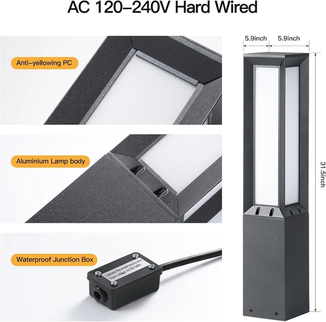 Alt view image 2 of 7 - MVBT 32" Landscape Path Light Hard Wired, Outdoor Pathway Lights AC100-240V