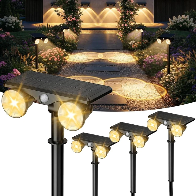 Main image of IP65 Solar Spot Lights Outdoor Waterproof,Motion Sensor Spotlights 4Pack