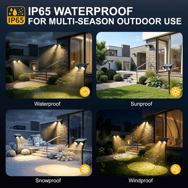 Alt view image 2 of 7 - IP65 Solar Spot Lights Outdoor Waterproof,Motion Sensor Spotlights 4Pack
