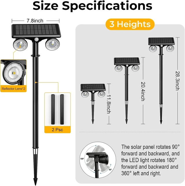 Alt view image 7 of 7 - IP65 Solar Spot Lights Outdoor Waterproof,Motion Sensor Spotlights 4Pack